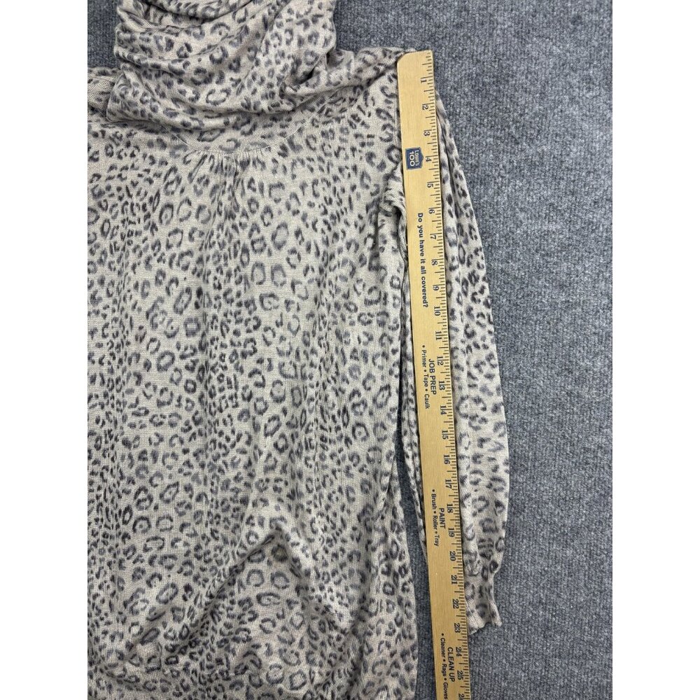 Rebecca Taylor Sweater Tunic Womens Medium Beige Leopard Turtleneck Knit Top - Picture 2 of 7